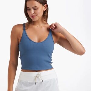 Vuori Rib Crop Tank Top Bra Blue | Women’s Size XS